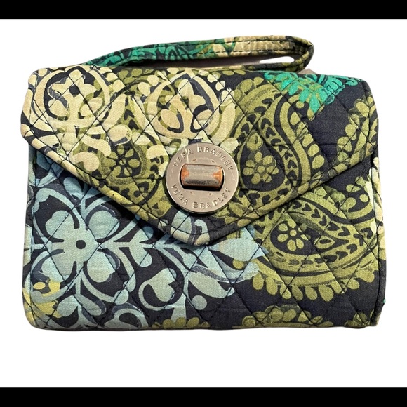 Vera Bradley Navy Green wristlet - Picture 1 of 8